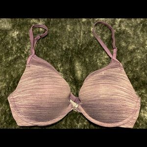 Padded purple plunge bra